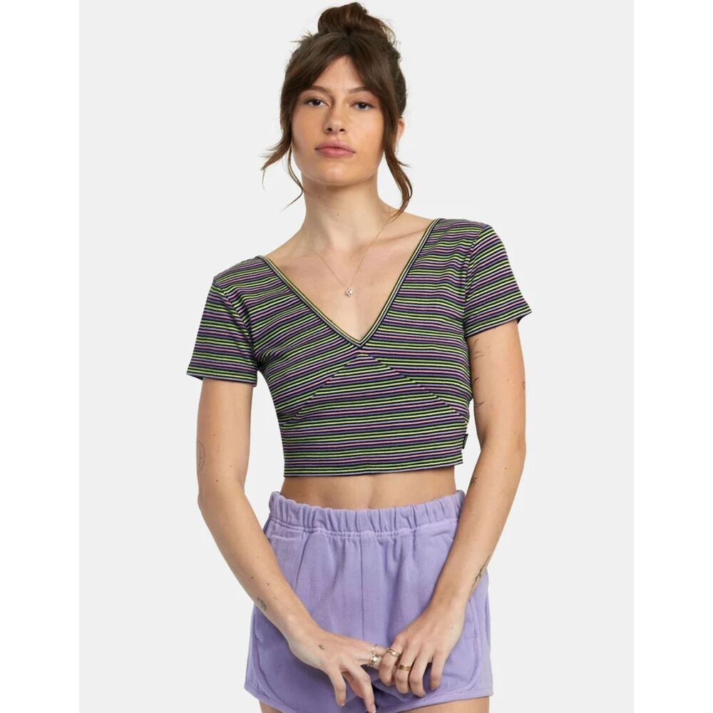 NWT RVCA Smitten V-Neck Crop Top Size Small